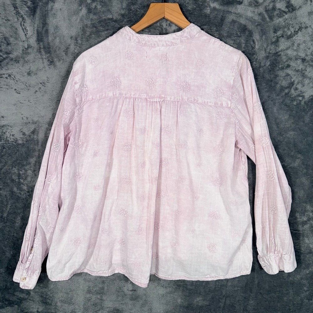 Pilcro by Anthropologie Womens Blouse sz M Lavender Embroidered Long Sleeve Boho - Picture 3 of 5